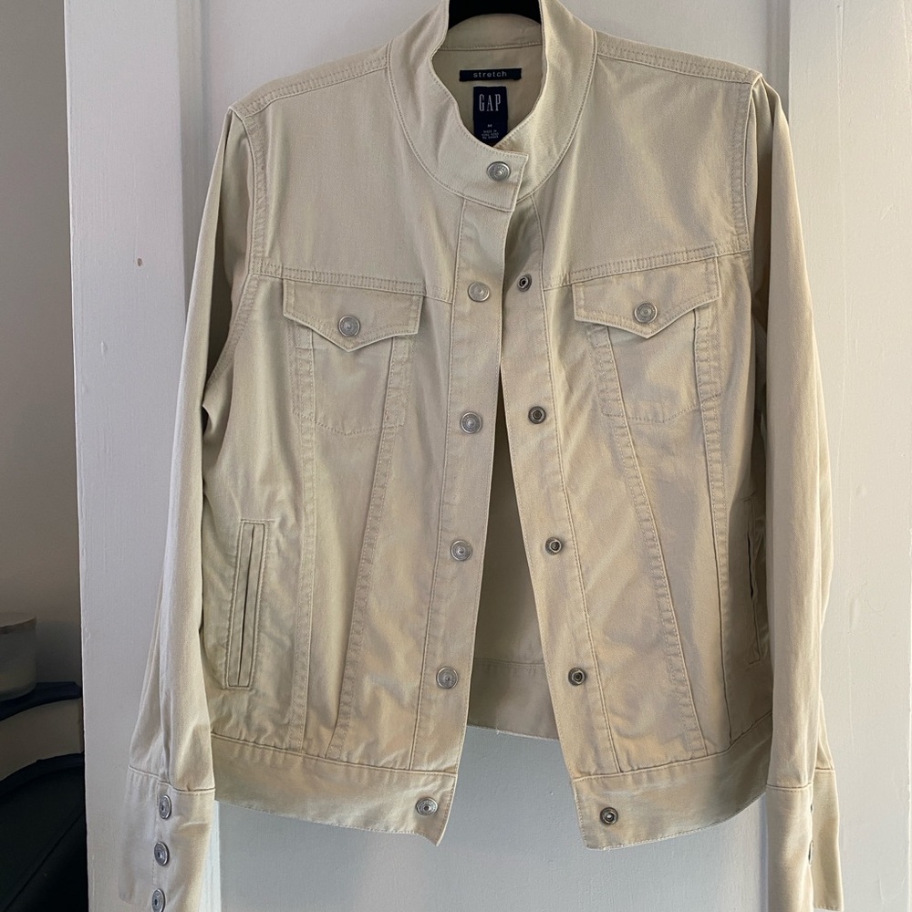 GAP Women's Natural/Ecru Band Collar Jacket